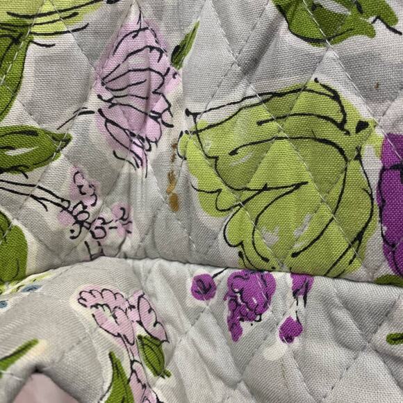 Vera Bradley Large Purple Blue Lime Floral Quilted Shoulder Bag Pockets Key Clip - Picture 5 of 5